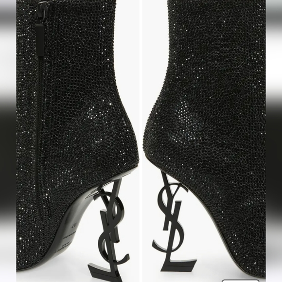 YSL OPYUM Crystal Strauss Pointed Toe Bootie - Picture 3 of 6